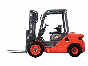 Дизельный вилочный погрузчик 3.5 тонны GROS LG35DT (завод LONKING, двигатель MITSUBISHI)